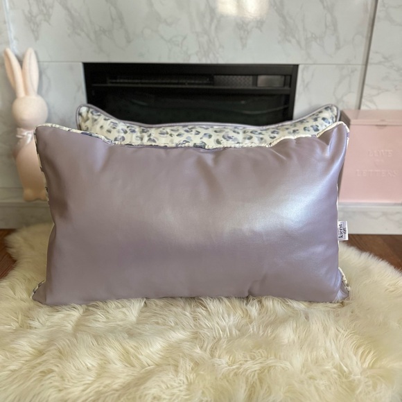 Lilac Pearl Faux Leather Throw Pillows - Picture 13 of 14